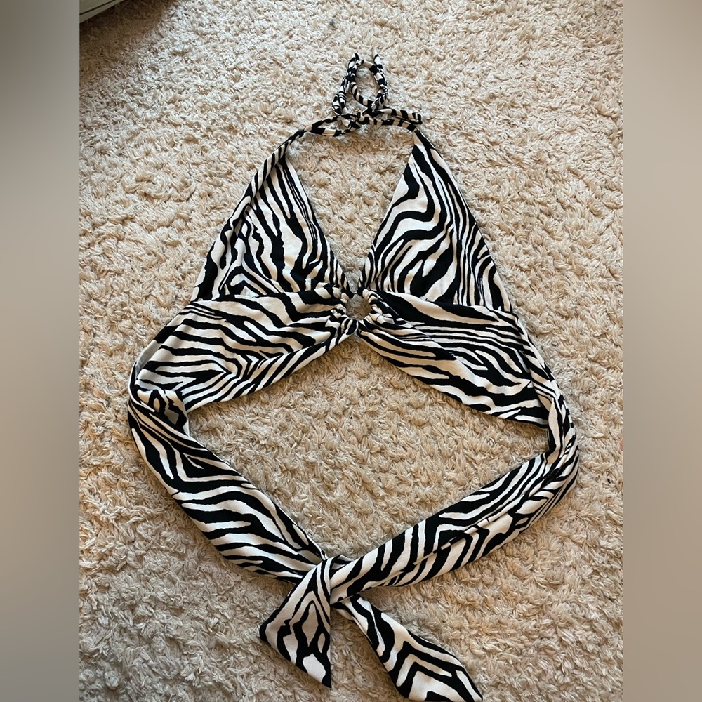 Backless zebra print bra top
